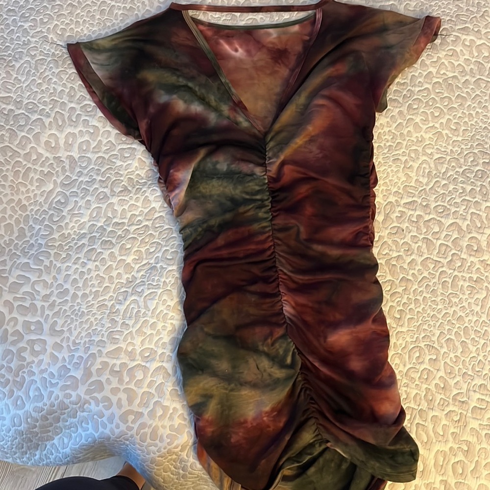 Scrunch Side, Low Back Tye dye T-shirt dress